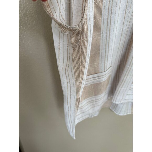 SOLD Grade & Gather womens white tan Blouse small short sleeve cotton po - Picture 4 of 9